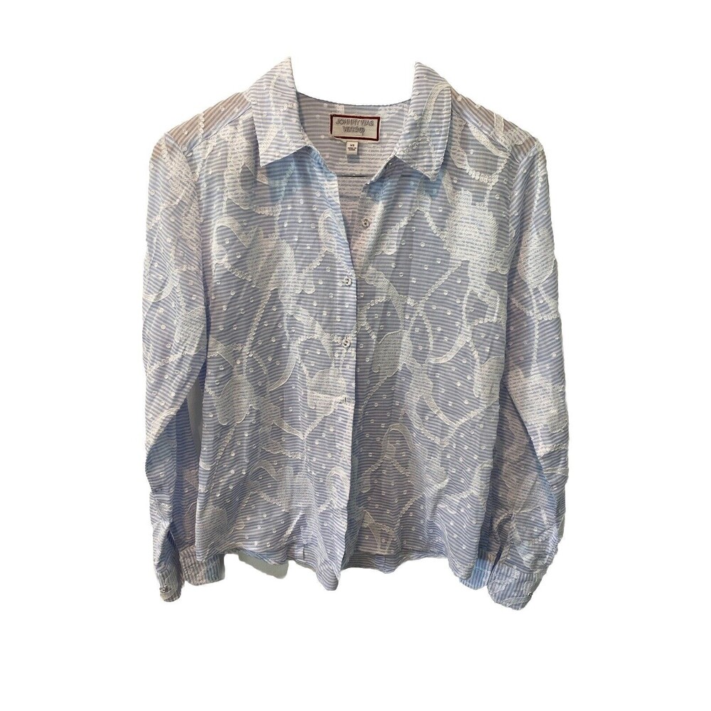Johnny Was FLORE SEERSUCKER BUTTON DOWN SHIRT Sz XS - Picture 2 of 8